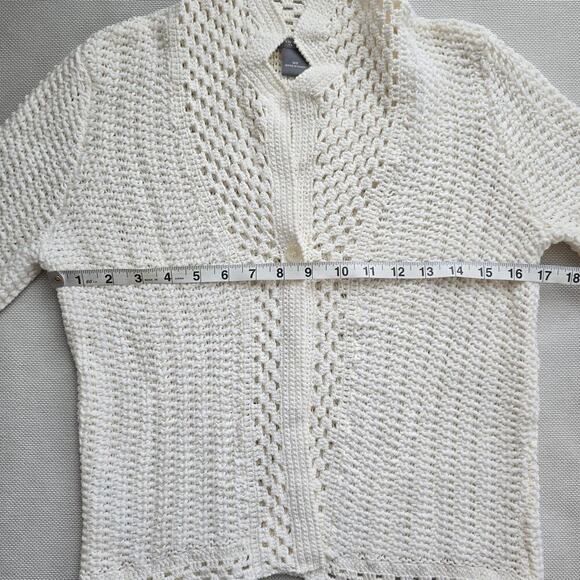 Ann Taylor Ivory Lace Crochet Sweater Cardigan Sz MP (710) - Picture 12 of 14